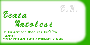 beata matolcsi business card